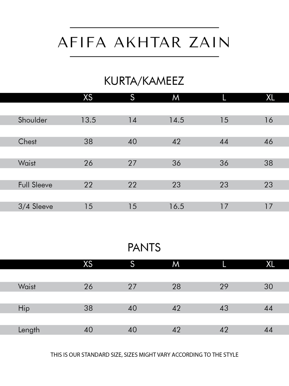 Size Chart