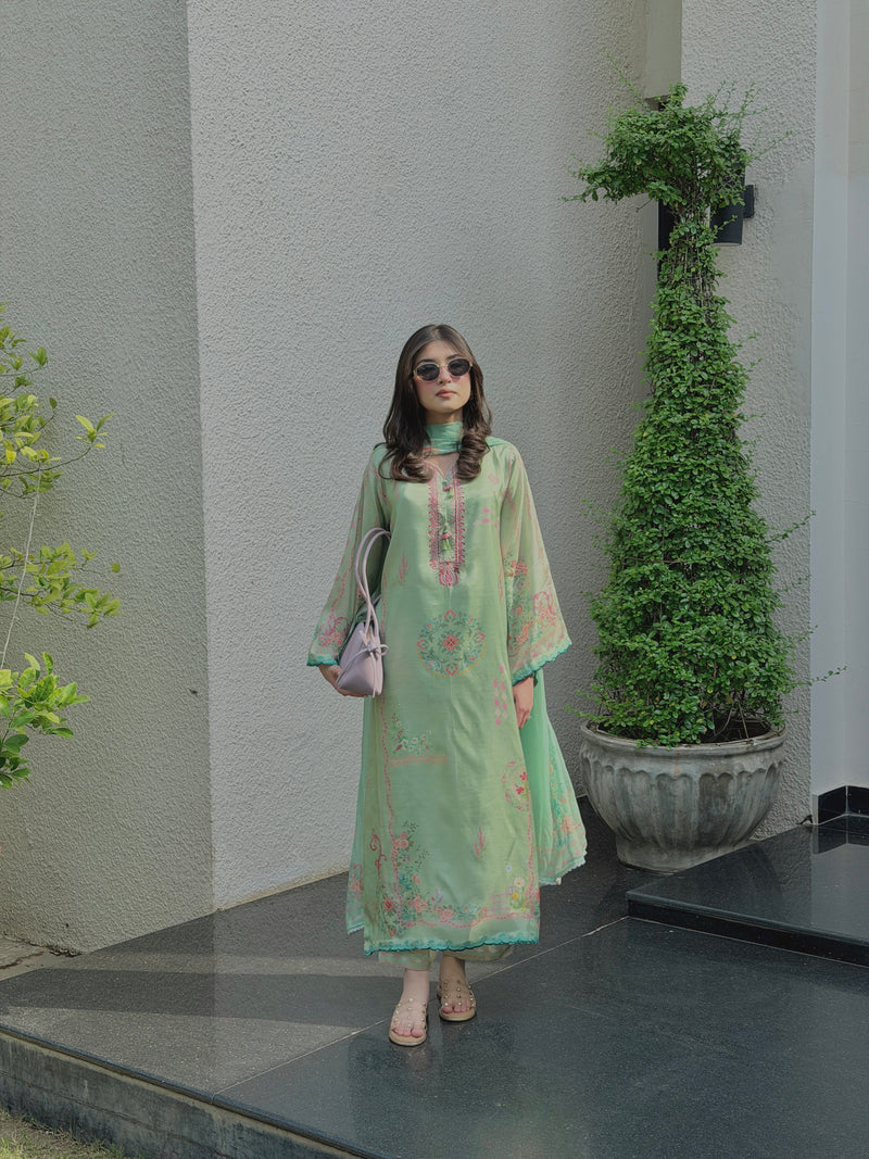 Pistachio Bloom Dupatta
