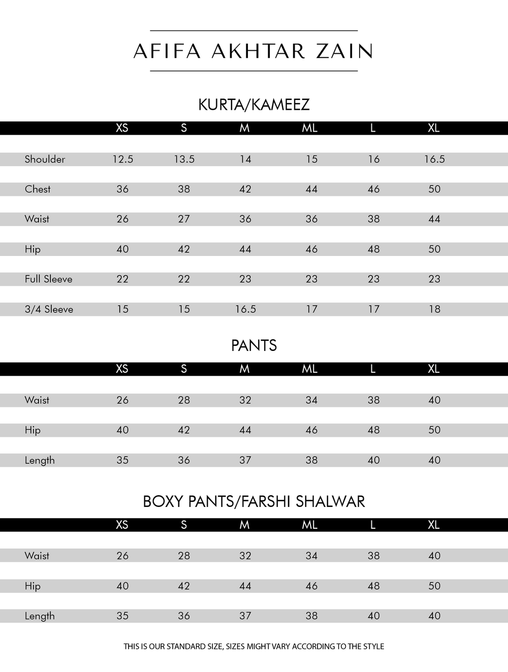 Size Chart